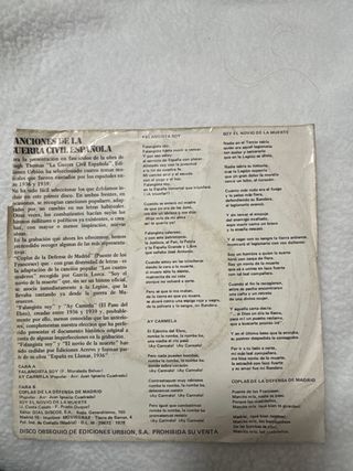 Vinilo Canciones Guerra Civil Española