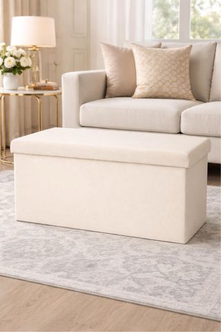 Pufe de arrumação bege