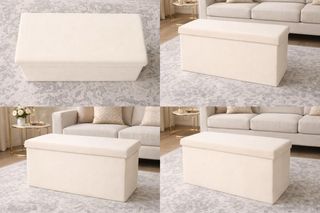 Pufe de arrumação bege