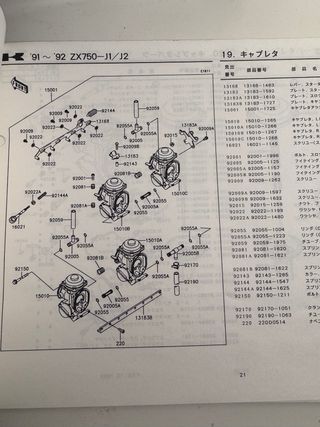 Manual despiece Kawasaki ZXR750 J