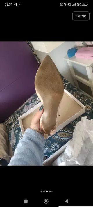 Zapato tacón beige/dorado