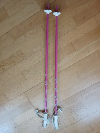 Bastones de esquí rosas con flores