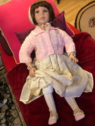 Muñeca Vintage Grande Vestido Hecho a Mano