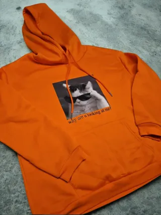 Sudadera Naranja Gato con Gafas