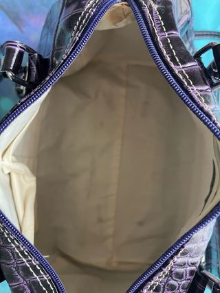 Borsa bauletto finta pelle coccodrillo viola