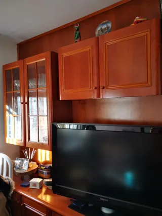 Mueble salón madera maciza con espejos