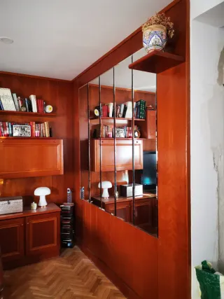Mueble salón madera maciza con espejos