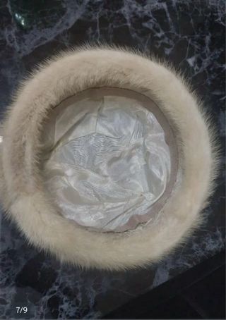 GORRO Piel Natural Vintage Beige Bien conservad