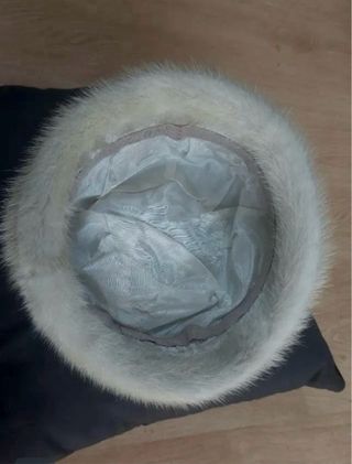 GORRO Piel Natural Vintage Beige Bien conservad