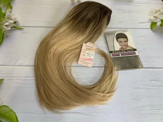 Peluca sintética degradado beige/marrón