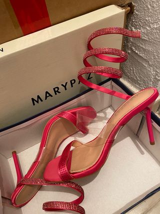 Zapatos tacón MARYPAZ fucsia pedrería