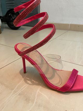 Zapatos tacón MARYPAZ fucsia pedrería