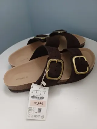 Sandalias Oysho Marrón Talla 40 Nuevas