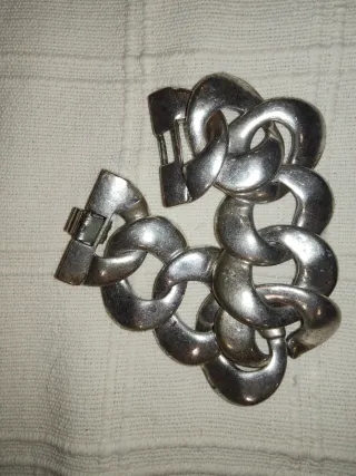 Pulsera eslabón grande acero plata