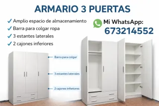 Armadio bianco a 3 porte con cassetti - Spedizione a domicilio