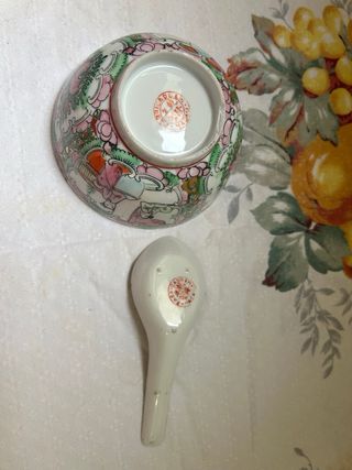 Cuenco, plato y cuchara vintage porcelana