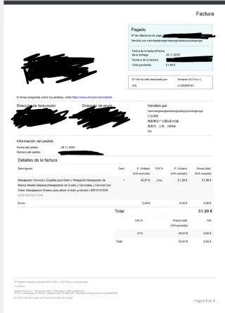 Masajeador Cervical y Espalda Nunca se ha usado.