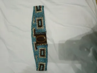 Cinturón elástico mujer azul y marrón