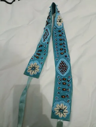 Cinturón tela y abalorios azul