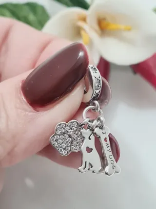 Charm Pandora Cane Zampe Osso Argento S925