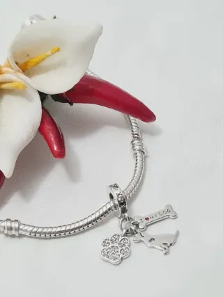 Charm Pandora Cane Zampe Osso Argento S925