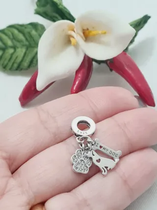 Charm Pandora Cane Zampe Osso Argento S925