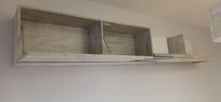 Mueble TV modular salón gris y blanco