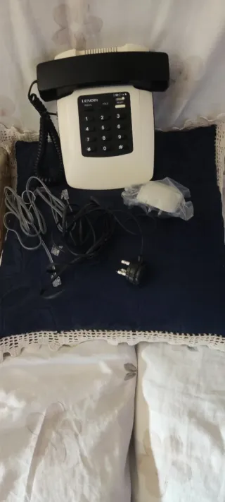 Telefono Fisso Lenoir Bianco Nero + Adattatore