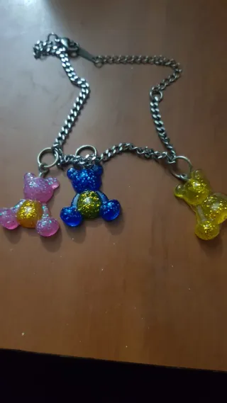 Braccialetto acciaio con orsetti glitter