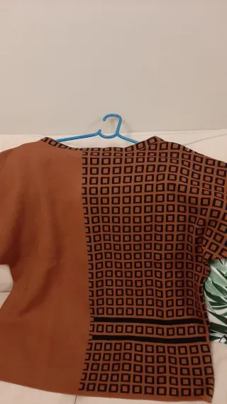 Jersey Marrón Cuadros Talla L/XL Nuevo