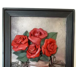 Pintura. Cuadro de cuero hecho a mano - 60 años