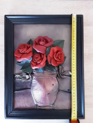 Pintura. Cuadro de cuero hecho a mano - 60 años