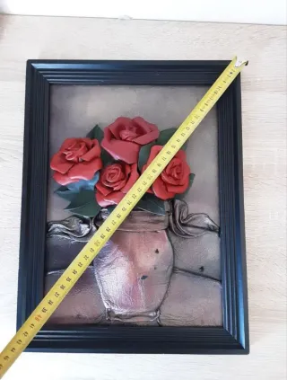 Pintura. Cuadro de cuero hecho a mano - 60 años