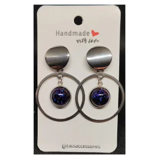 Pendientes Aro con Bola Morada y Plata