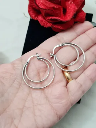 Orecchini cerchio doppio argento S925