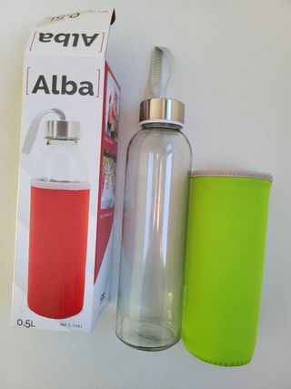 Botella para agua 0.5L con funda verde