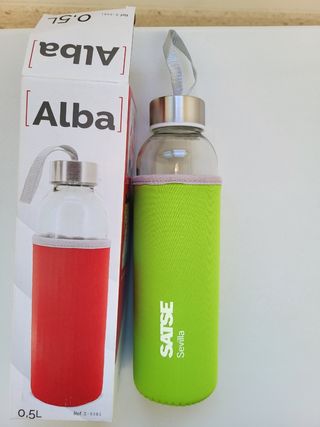 Botella para agua 0.5L con funda verde