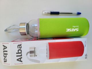 Botella para agua 0.5L con funda verde