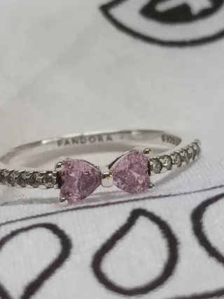 Anillo Pandora Talla 58 Lazo Rosa