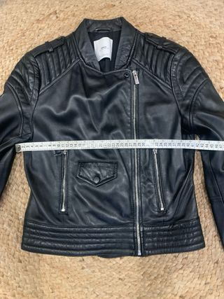 Cazadora Biker Piel Negra Mango