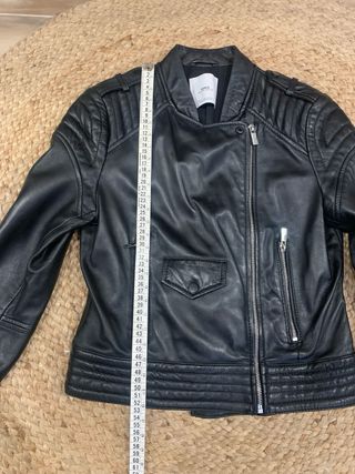 Cazadora Biker Piel Negra Mango