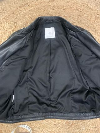 Cazadora Biker Piel Negra Mango