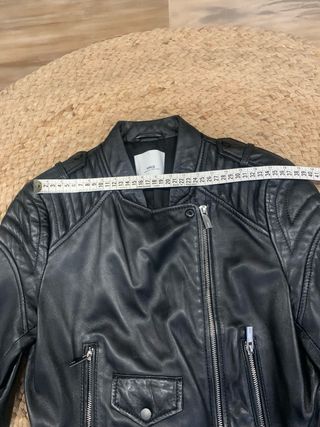 Cazadora Biker Piel Negra Mango