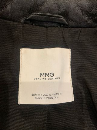 Cazadora Biker Piel Negra Mango