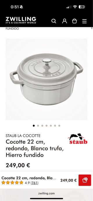 Cocotte Staub 22 cm blanco trufa