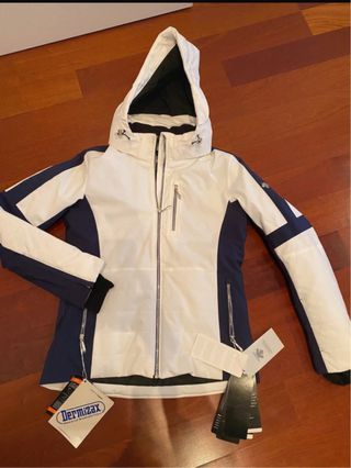 Chaqueta de esquí Descente azul y blanca