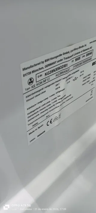 NEVERA COMBI SIEMENS NO FROST ENERGÍA A+