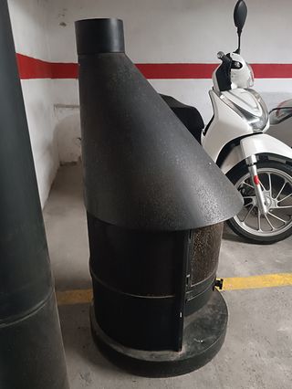 Estufa chimenea hierro forjado negra