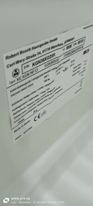 Nevera Combi Bosch Acero Inoxidable