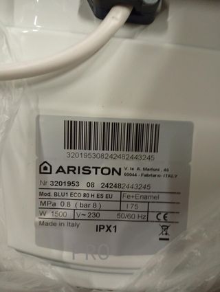 Termo Eléctrico 80 Litros - Blu1 Eco H - Ariston